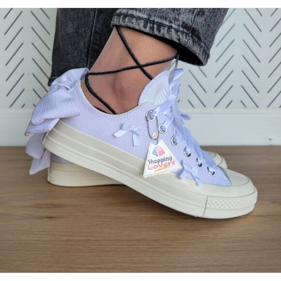 ⭐Converse Chuck 70 OX Bow Sz 7.5 Womens Shoes Retro Sneakers White Satin A15192C - Picture 6 of 14